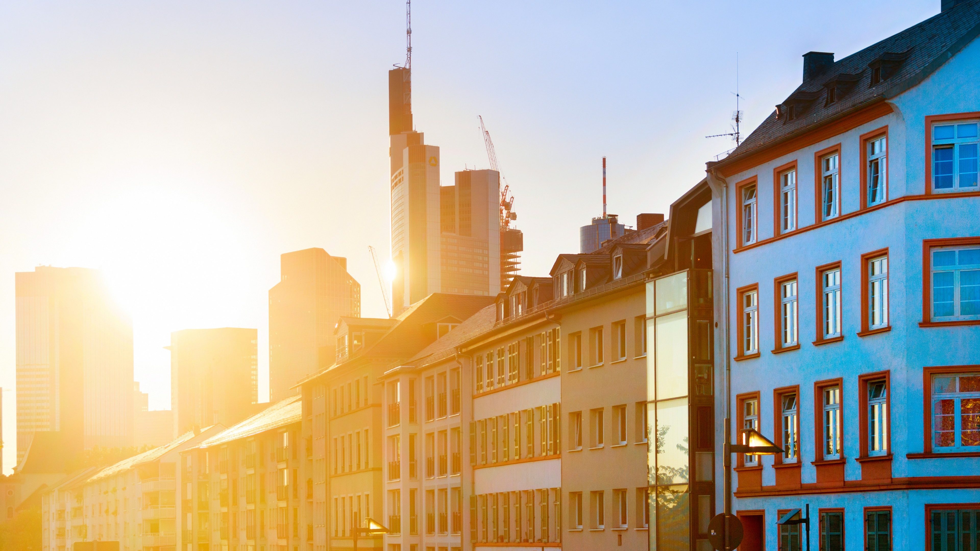 Frankfurt old town architecture in evening sunlight, Germany