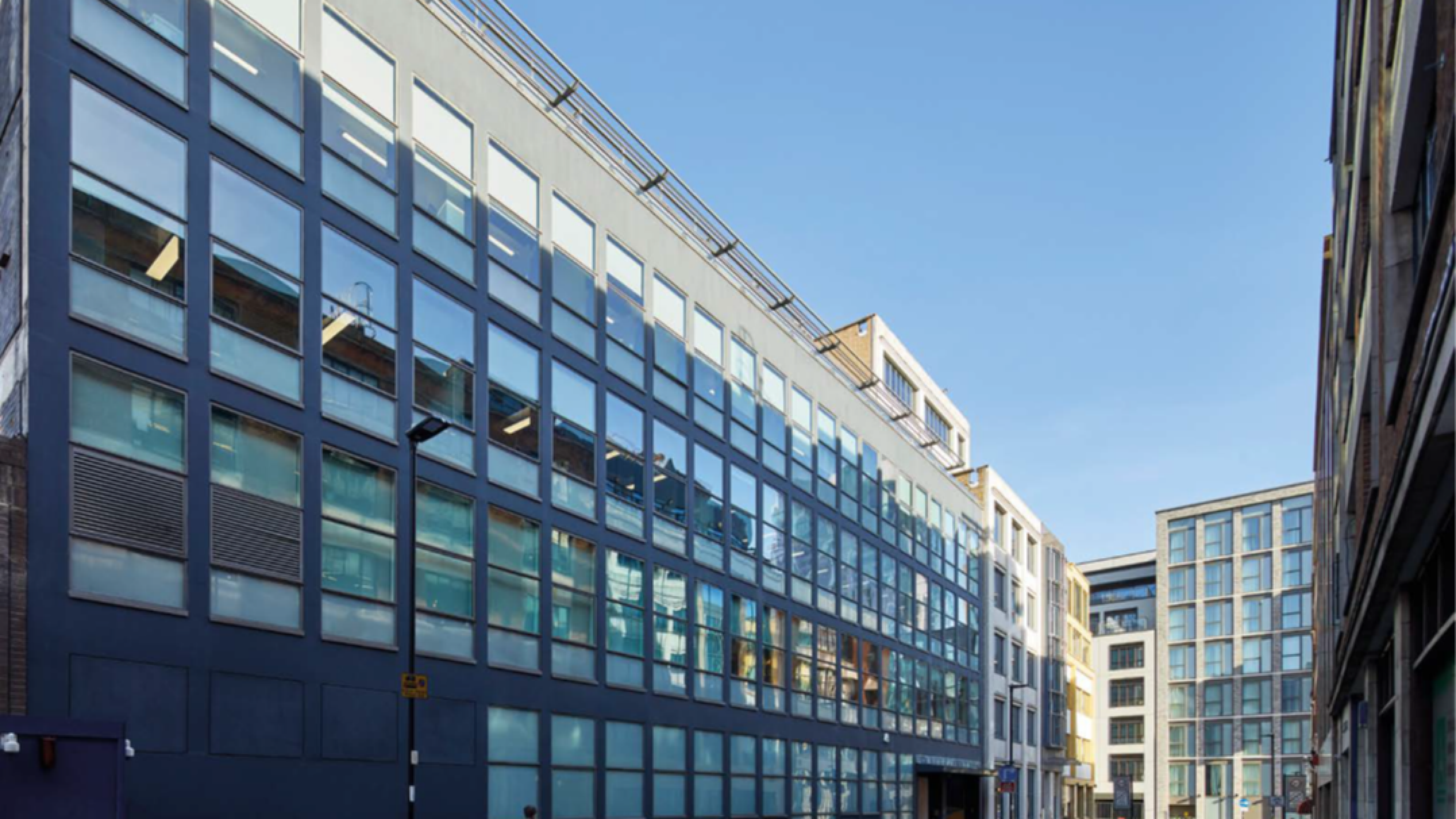 View of the Bonhill Building office building in London