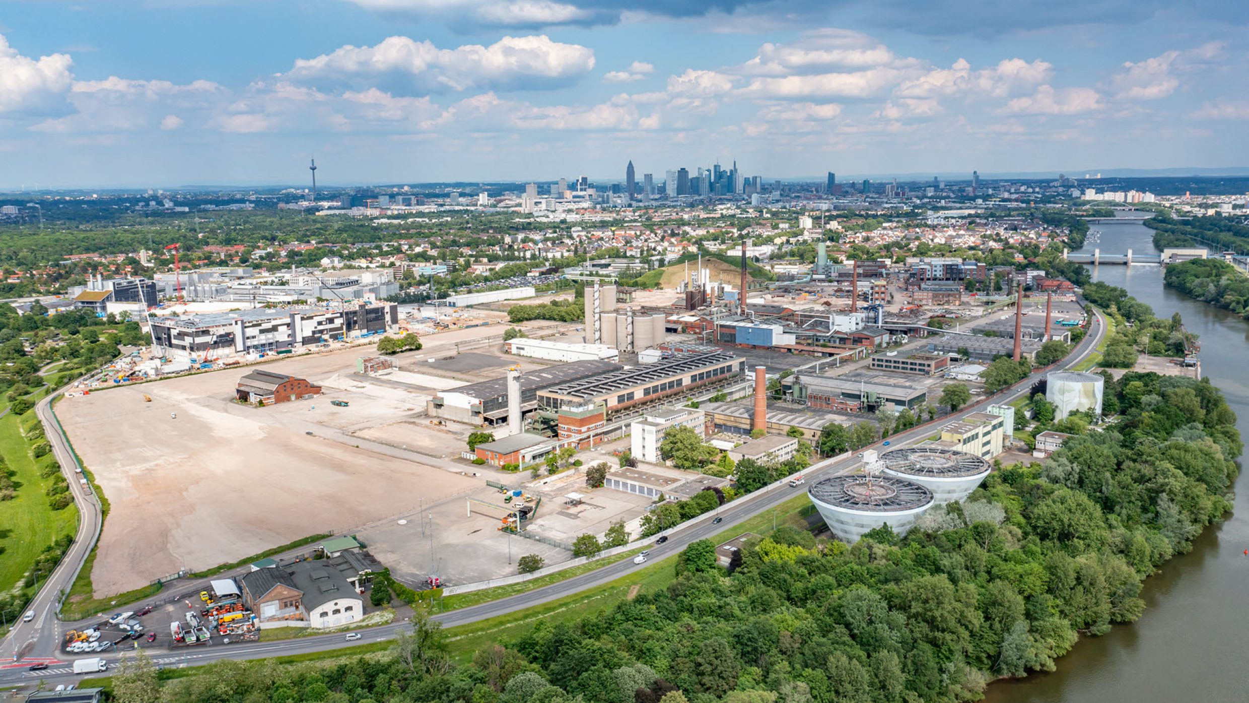 Former industrial site and demolition of the industrial chimney