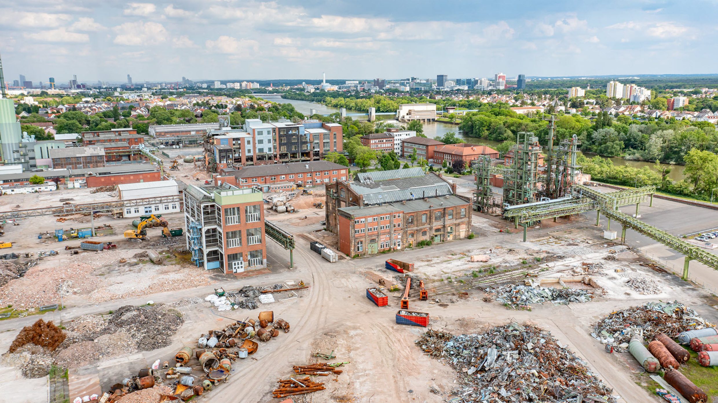 Former industrial site and demolition of the industrial chimney
