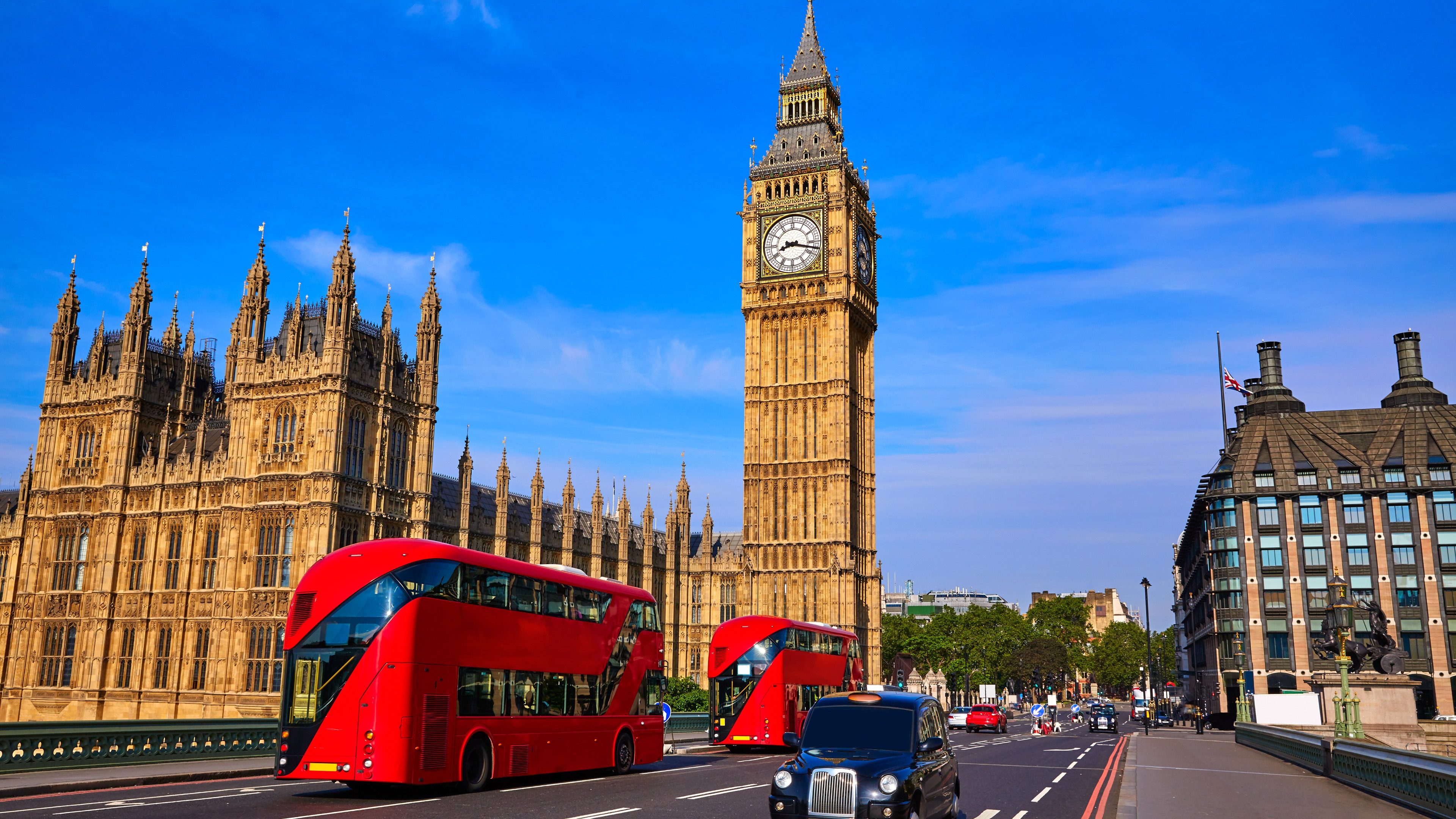 Big Ben Clock Tower and London Bus at England
